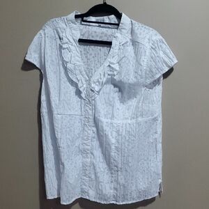 Studio Made White Ruffled Button-Up Blouse Size XXL
